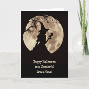 Grote Nicht Gelukkig Halloween Witch en Raven Kaart