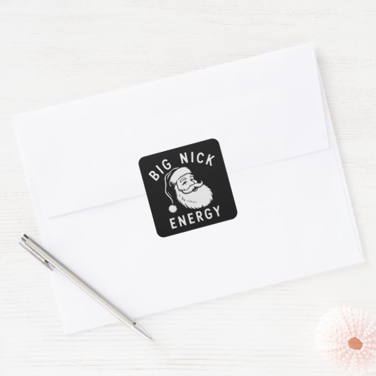 Grote Nick Energie Grappige Kerstman Dikke Kerstma Vierkante Sticker (Envelop)