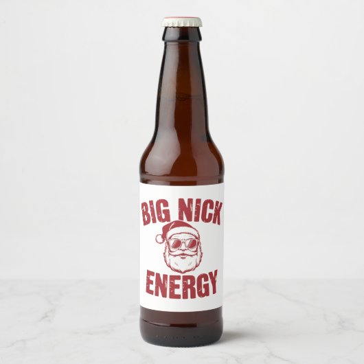 Grote Nick Energie Grappige Kerstman Grove Kerstgr Bier Etiket (Voorkant)