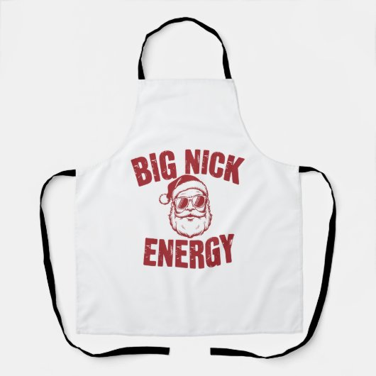 Grote Nick Energie Grappige Kerstman Grove Kerstgr Schort (Voorkant)