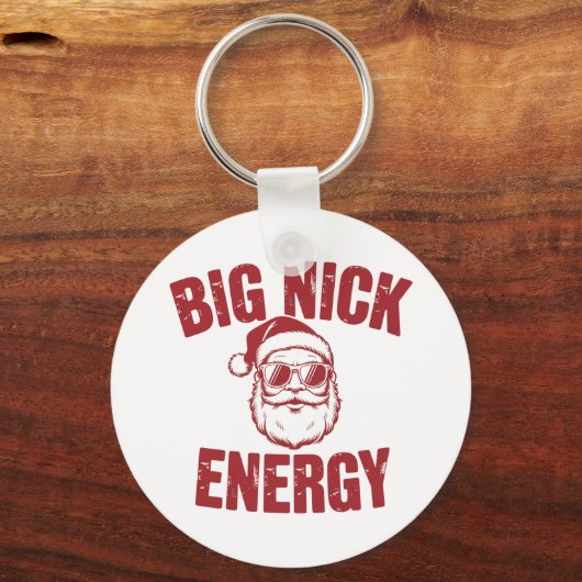 Grote Nick Energie Grappige Kerstman Grove Kerstgr Sleutelhanger (Voorkant)
