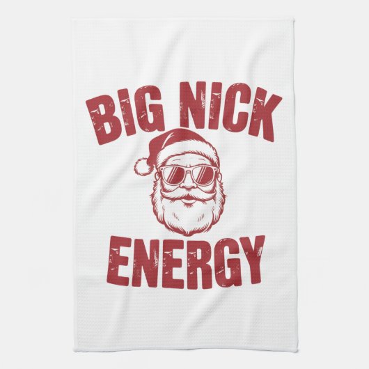 Grote Nick Energie Grappige Kerstman Grove Kerstgr Theedoek (Verticaal)