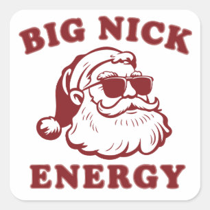 Grote Nick Energie Grappige Kerstman Kerst Vintage Vierkante Sticker