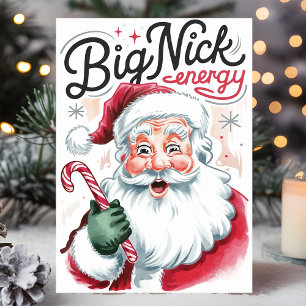 Grote Nick Energie Grappige Kerstman Kerstmis Feestdagen Kaart