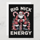 Grote Nick Energie Grappige Kerstman Kerstmis Feestdagenkaart (Voorkant / Achterkant)