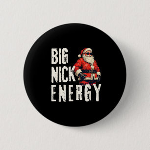 Grote Nick Energie Grappige Kerstman Kerstmis  Ronde Button 5,7 Cm