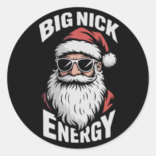 Grote Nick Energie Grappige Kerstman Zonnebril Ker Ronde Sticker