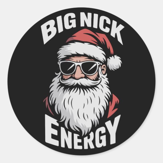Grote Nick Energie Grappige Kerstman Zonnebril Ker Ronde Sticker (Voorkant)