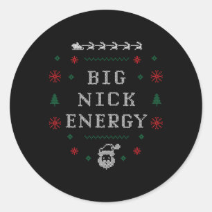 Grote Nick Energie Grappige Kerstmis Kerstvakantie Ronde Sticker