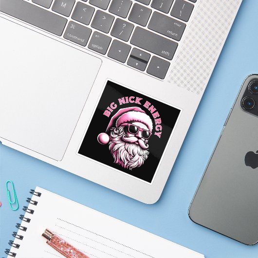 Grote Nick Energie Kerstman Grappige Kerstmis Xmas Sticker (Laptop met iPhone)