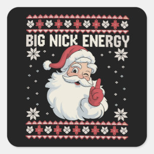 Grote Nick Energie Kerstman Lelijke Kersttrui Vierkante Sticker