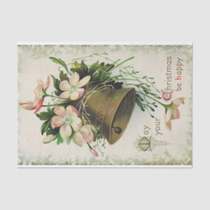 Grote Noel Bell met roze en crème bloemen Tissuepapier