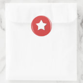 Grote noodlijdende witte ster rood ronde sticker (Tas)