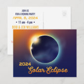 Grote Noord-Amerikaanse Total Solar Eclipse Party Uitnodiging Briefkaart (Voorkant / Achterkant)