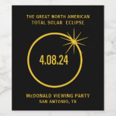 Grote Noord-Amerikaanse totale zonsverduistering 0 Wijn Etiket (Enkel label)
