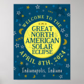 Grote Noord-Amerikaanse Zonsverduistering Apr 2024 Poster (Voorkant)