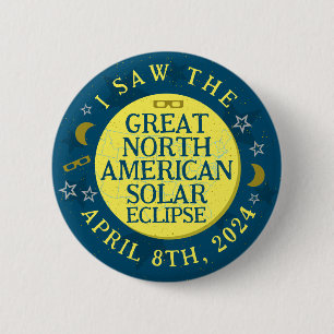 Grote Noord-Amerikaanse Zonsverduistering April 8 Ronde Button 5,7 Cm