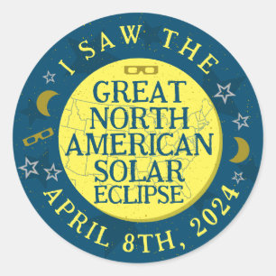 Grote Noord-Amerikaanse Zonsverduistering April 8  Ronde Sticker
