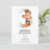 Grote Nummer 3 DRIE Foto Derde 3e Verjaardagsfeest Kaart (Staand voorkant)