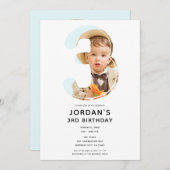 Grote Nummer 3 DRIE Foto Derde 3e Verjaardagsfeest Kaart (Voorkant / Achterkant)