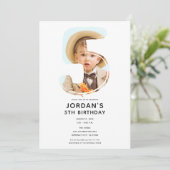 Grote Nummer 5 VIJF Foto Vijfde 5e Verjaardagsfees Kaart (Staand voorkant)