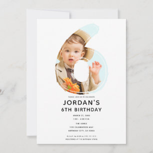 Grote Nummer 6 ZES foto Zesde 6e verjaardag Party Kaart