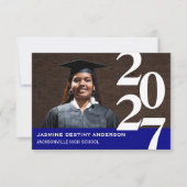 Grote nummers blauw - 3x5 diploma-uitnodiging kaart (Voorkant)