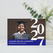 Grote nummers blauw - 3x5 diploma-uitnodiging kaart (Staand voorkant)