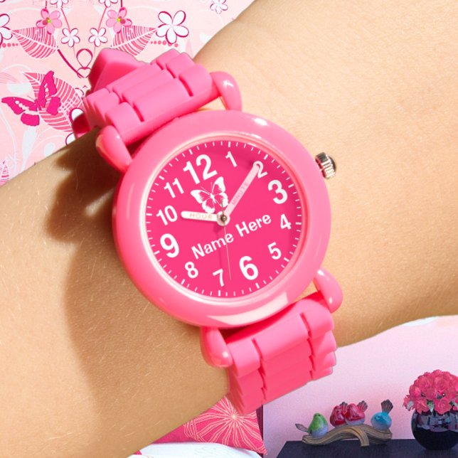 Grote Nummers Gepersonaliseerde Meisjes Horloges m (Big Number Watch for Girls. Girls Watch with Name. Personalized Watches for Girls. Pink Wrist Watch.)