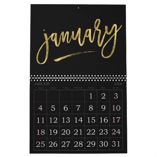 Grote nummers kalender 2023 Nagemaakte gouden maan (Jan 2026)