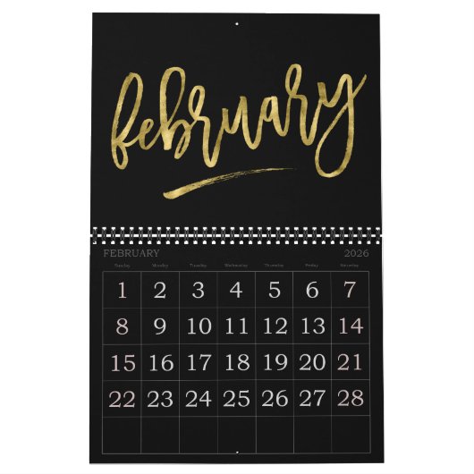 Grote nummers kalender 2023 Nagemaakte gouden maan (Feb 2026)