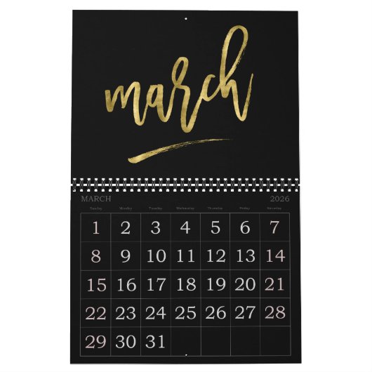 Grote nummers kalender 2023 Nagemaakte gouden maan (Mar 2026)