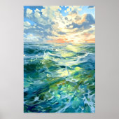 Grote oceaan zeeen bij zonsondergang | AI Poster (Voorkant)