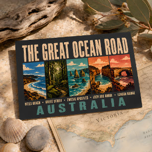 Grote Oceaanweg Australië Landmarks Illustratie Briefkaart