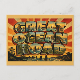 Grote Oceaanweg VIC Vintage Reis Kunst Briefkaart