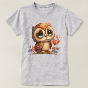 Grote Ogen Blauwogige Uil Op Tak Grafisch T-shirt