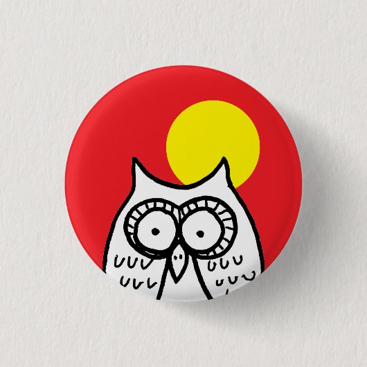 Grote ogen Cartoon Uil en Maan Ronde Button 3,2 Cm (Voorkant)