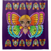 Grote ogen en vlindervleugels douchegordijn (Voorkant)