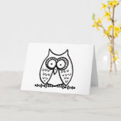 Grote ogen Funny Cartoon Uil Tekening Kaart (Gele Bloem)