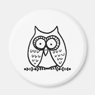 Grote ogen Funny Cartoon Uil Tekening Magneet