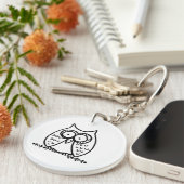 Grote ogen Funny Cartoon Uil Tekening Sleutelhanger (Voorkant Rechts)
