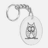 Grote ogen Funny Cartoon Uil Tekening Sleutelhanger (Voorkant Links)