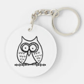Grote ogen Funny Cartoon Uil Tekening Sleutelhanger (Achterkant)
