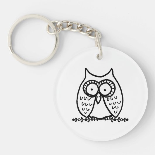 Grote ogen Funny Cartoon Uil Tekening Sleutelhanger (Voorkant)