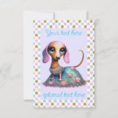 Grote ogen grillige teckel partij kaart (Voorkant)