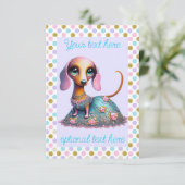 Grote ogen grillige teckel partij kaart (Staand voorkant)