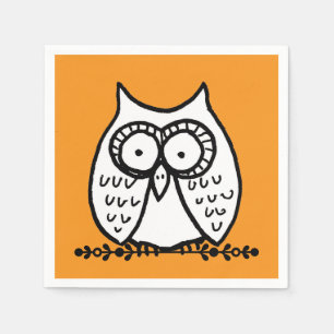 Grote Ogen Halloween Cartoon Uil Tekening Oranje Servet