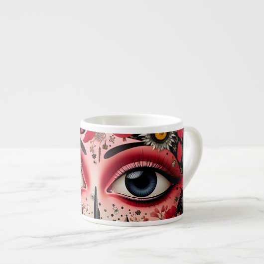 Grote ogen in de Bloemen Espresso Kop (Voorkant rechts)