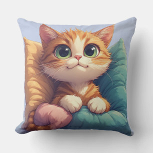 Grote Ogen Kat Rustend Op Voor Dagelijkse Decorati Kussen