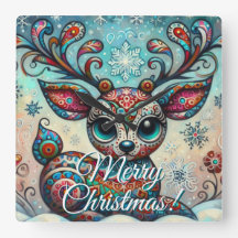 Grote Ogen Kerst Reindeer Folk Art Persoonlijk